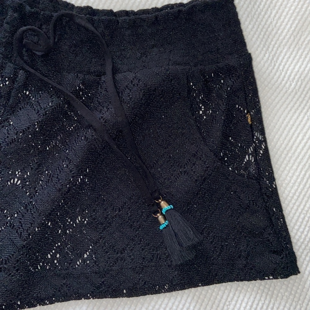 La Vie en Rose AQUA swimsuit coverup black lace shorts size Medium‎ - Picture 9 of 13